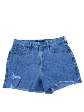 Hollister Medium Blue Distressed High-Rise Denim Shorts